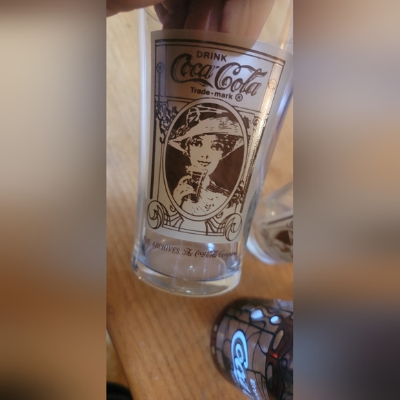 VINTAGE Coca-Cola Tiffany Style, Stained Glass Drinking Glasses/Tumblers 5(+2) - Picture 9 of 16